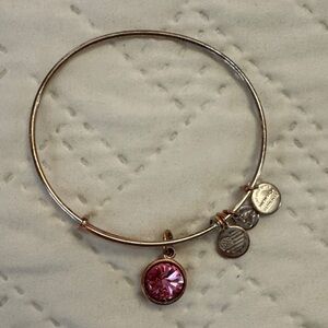 Alex and Ani Gold Bracelet with Pink Charm
